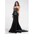 Beaded Bodice Peplum Bodice Evening Dress